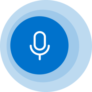 An icon in the Blue Canoe app to record yourself speaking English and receive real-time pronunciation feedback.